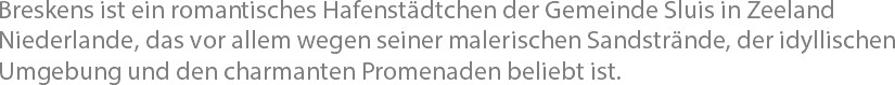 Breskens ist ein romantisches Hafenstädtchen der Gemeinde Sluis in Zeeland Niederlande, das vor allem wegen seiner malerischen Sandstrände, der idyllischen Umgebung und den charmanten Promenaden beliebt ist.